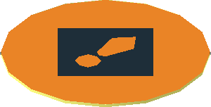 Sticker  0.9 x  0.9 Round with Black Square "!" on Orange Background