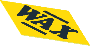 Sticker  0.9 x  1.9 Rhomboid with Black "WAX" on Yellow Background