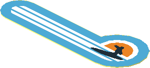 Sticker  0.7 x  1.9 with Black Surfer in Orange Sunset