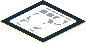 Sticker  0.9 x  0.9 with Light Grey Stripes on White Background with Reflection Areas with Black Border