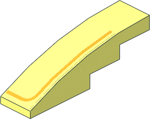 Slope Brick Curved  4 x  1 with Sticker Gold Stripe Left