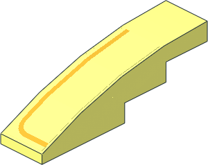 Slope Brick Curved  4 x  1 with Sticker Gold Stripe Right