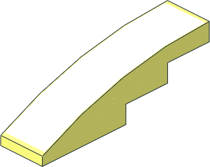 Slope Brick Curved  4 x  1 with Top Solid White Pattern