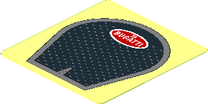 Sticker  1.9 x  1.8 with Black Radiator Grille and Bugatti Logo on Transparent Background