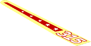 Sticker  0.9 x  7.9 with "315" and Red Stripe with Stars - Left