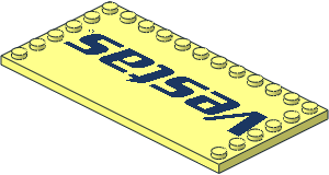 Plate  6 x 12 with 22 Studs on Three Edges with Logo "Vestas" Pattern