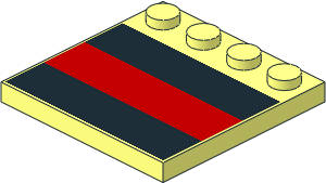 Plate  4 x  4 with 4 Studs on One Edge with Red/Black Stripe Sticker