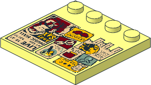 Plate  4 x  4 with 4 Studs on One Edge with Bulletin Board Pattern