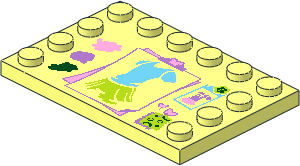 Plate  4 x  6 with 12 Studs on Three Edges with Clothes Design and Swatches Pattern