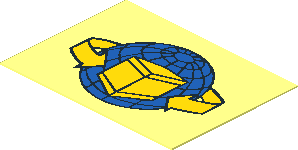 Sticker  1.1 x  1.5 with Blue Globe, Yellow Box and Curved Arrows