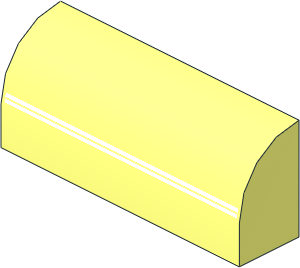 Brick  1 x  4 x  1.333 with Curved Top with White Stripes Pattern