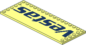 ~Plate  6 x 16 with 26 Studs on Three Edges with Logo "Vestas" Pattern (Obsolete)