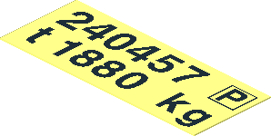 Sticker  0.8 x  1.9 with "240457 P" and "t 1880 kg" on Transparent Background