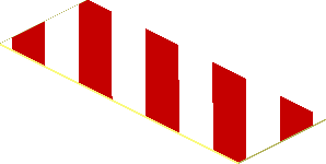 Sticker  0.7 x  1.9 with Red/White Diagonal Stripes Left Up