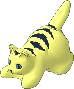 Animal Cat Crouching with Medium Blue Eyes, Black Pupils, Nose and Stripes on Back Pattern