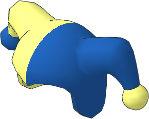 Minifig Jester's Cap with Blue Half and Blue Pom Pattern