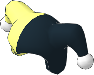 Minifig Jester's Cap with Black Half and White Poms Pattern