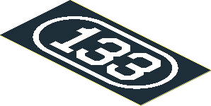 Sticker  1.2 x  2.6 with White "133" on Black