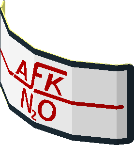 Sticker  0.8 x  1.9 with Rounded Corners and Red Nitrous Oxide Injection Label "AFK N2O" on White Background (Formed)