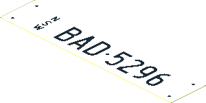 Sticker  0.8 x  3.9 with White Australian License Plate "NSW BAD 5296"