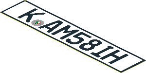 Sticker  0.8 x  3.9 with German Front License Plate "K AM58IH"