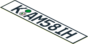 Sticker  0.8 x  3.9 with German Rear License Plate "K AM58IH"