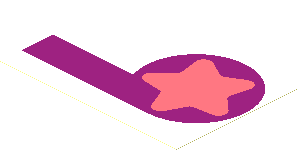 Sticker  3.8 x  5.6 with Coral Star on Magenta Circle and Stripe