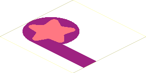 Sticker  5.6 x  5.6 with Coral Star on Magenta Circle and Stripe