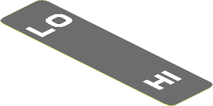 Sticker  0.8 x  3.1 with "LO" and "HI" on Dark Bluish Grey