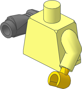 Minifig Torso with Arms and Metallic Silver Robot Arm Right