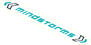 Sticker Pointed Rectangle with Dark Turquoise "MINDSTORMS" on White Background