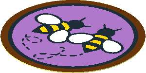 Sticker  1.8 x  1.8 Round with Two Bees on Medium Lavender Background