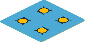 Sticker  1.9 x  1.8 with Four Bright Light Orange Buttons