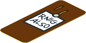 Sticker  1.8 x  0.8 with "RING ALSO" Sign on Reddish Brown Background