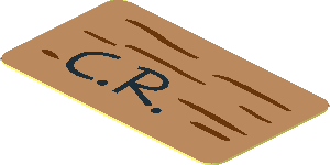 Sticker  1.0 x  1.8 with with "C.R." and Wood Grain Background