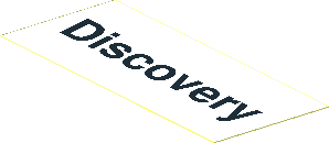 Sticker  1.2 x  3.1 Parallelogram Right Slanted with Black "Discovery" on White Background