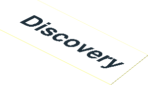 Sticker  1.2 x  3.1 Parallelogram Left Slanted with Black "Discovery" on White Background