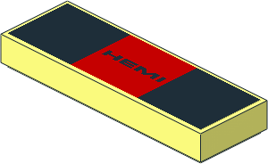 Tile  1 x  3 with "HEMI" on Red/Black Stripe Sticker