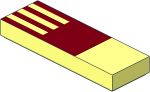 Tile  1 x  3 with Dark Red Square and  4 Stripes Pattern