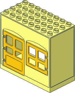 Duplo Building Wall  4 x  8 x  6 with Open Back and Yellow Door and Window