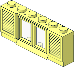 Window  1 x  6 x  2 Classic Shuttered w/ Solid Studs (Complete)