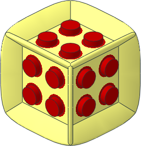 Die  6 Sided  2 x  2 x  2 with Red Centre in Rubber Frame