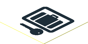 Sticker  1.1 x  1.1 with Black Suitcase and Key Symbol on White Background