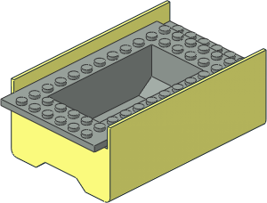Boat Section Middle  6 x 12 x 3.333 Cargo Hold with Light Grey Deck