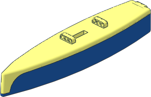 Boat Hull Floating 36 x  7 x  7 with Blue Bottom