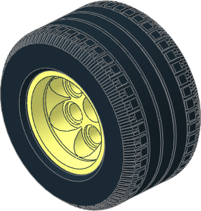 Wheel 25 x 28 VR with 35mm Diameter Rear Rim and Partial Cross Axle Hole with Tyre 28/ 38 x 28 VR