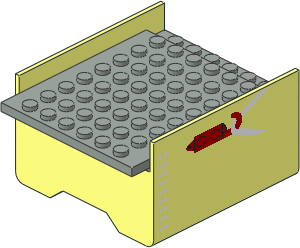 Boat Section Middle  6 x  8 x  3.333 with Light Grey Deck with White Double Dots and Hook Stickers on Both Sides