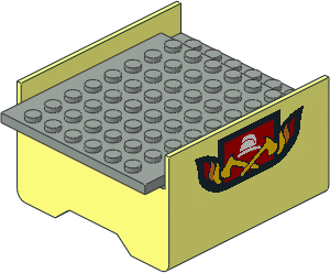 Boat Section Middle  6 x  8 x  3.333 with Light Grey Deck with Fire Logo Stickers on Both Sides