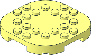 Plate  6 x  6 x  0.667 with Rounded Corners with Studs on Edges without 4 Centre Studs