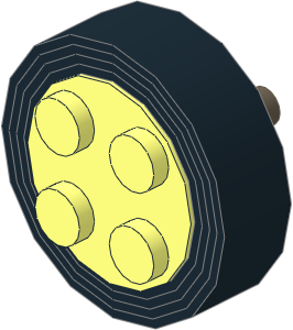 Wheel Rim  8 x 18 with 4 Studs, Cylindrical Axle with Black Tyre 7.2/ 45 x 8.8